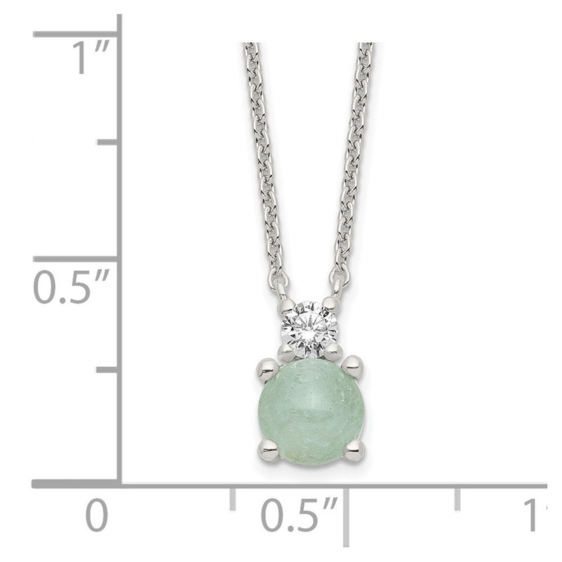 Sterling Silver Light Blue Quartzite & Cz Necklace