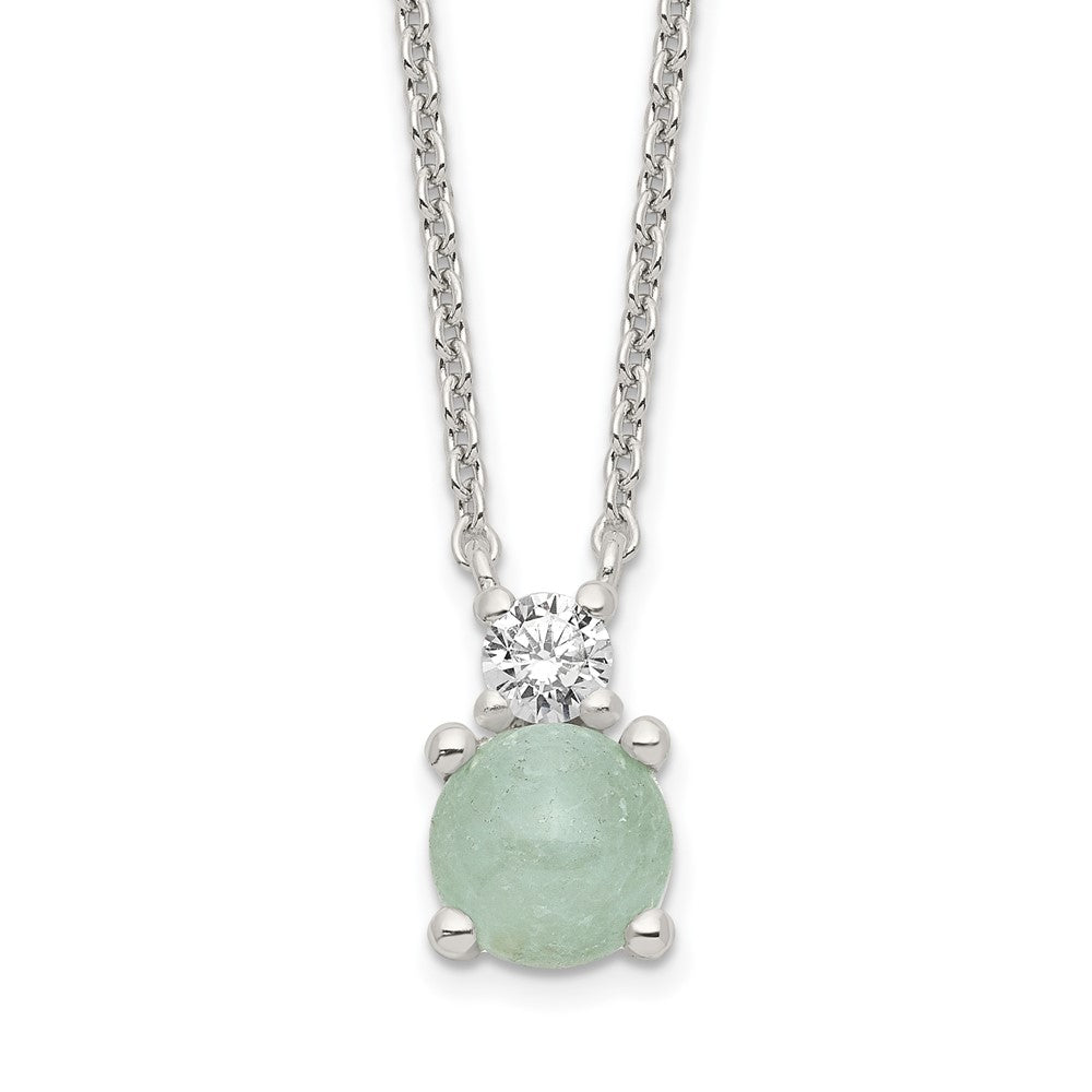 Sterling Silver Light Blue Quartzite & Cz Necklace