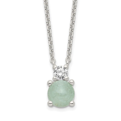 Sterling Silver Light Blue Quartzite & Cz Necklace