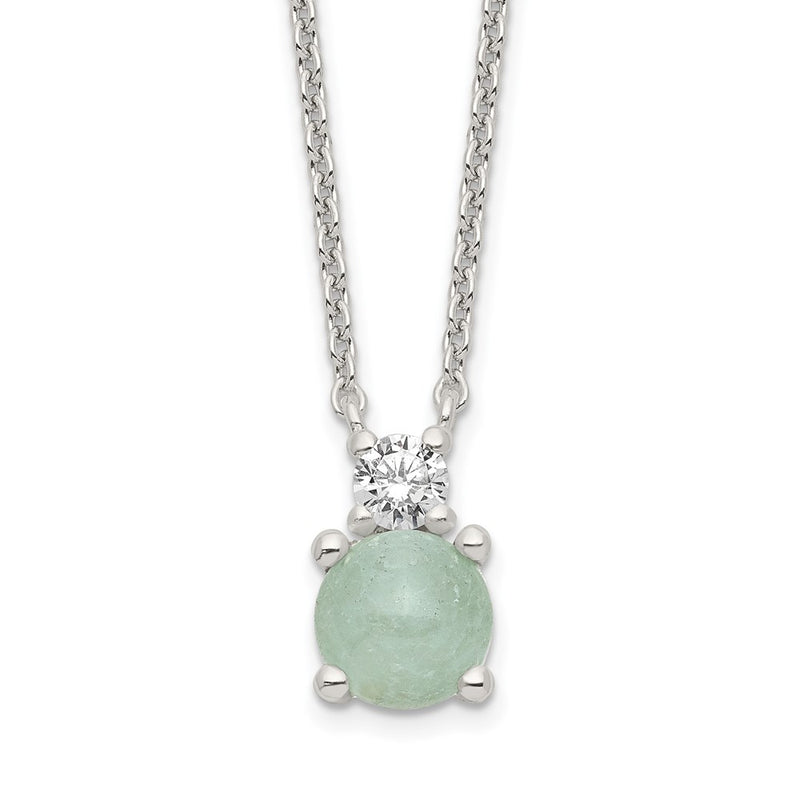 Sterling Silver Light Blue Quartzite & Cz Necklace