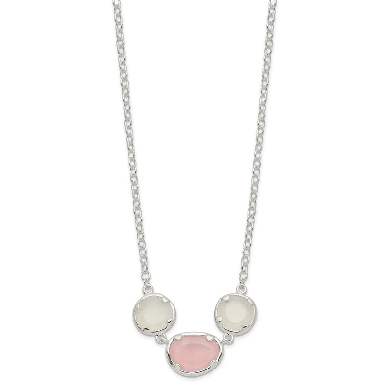 Sterling Silver White & Pink Chalcedony Necklace