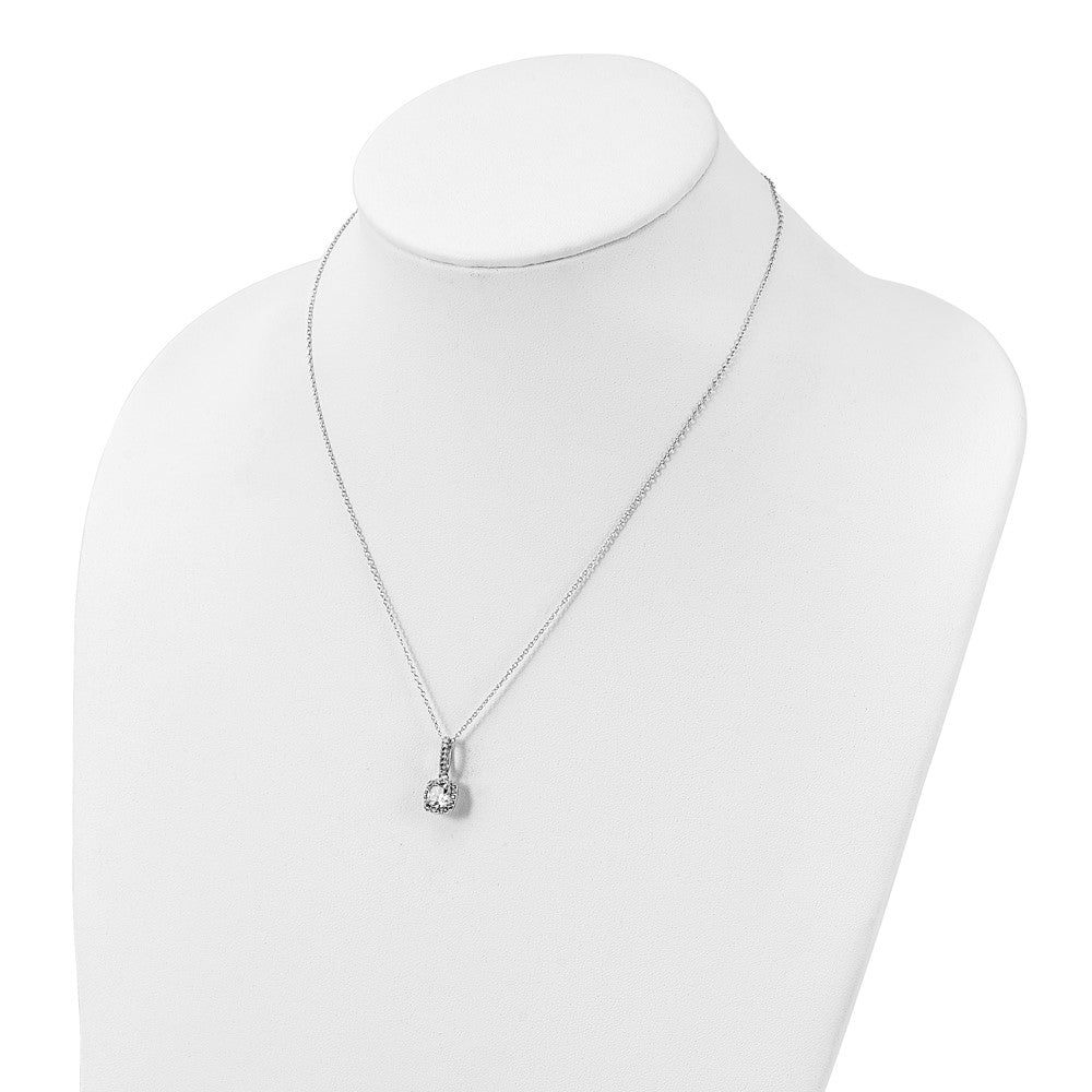 Sterling Silver Polished Rhodium-Plated Cz 18In Necklace/Post Earrings Set