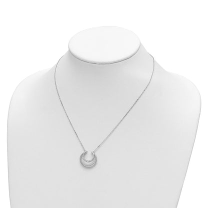 Sterling Silver Rhodium-Plated Cz Fancy W/2In Ext Necklace