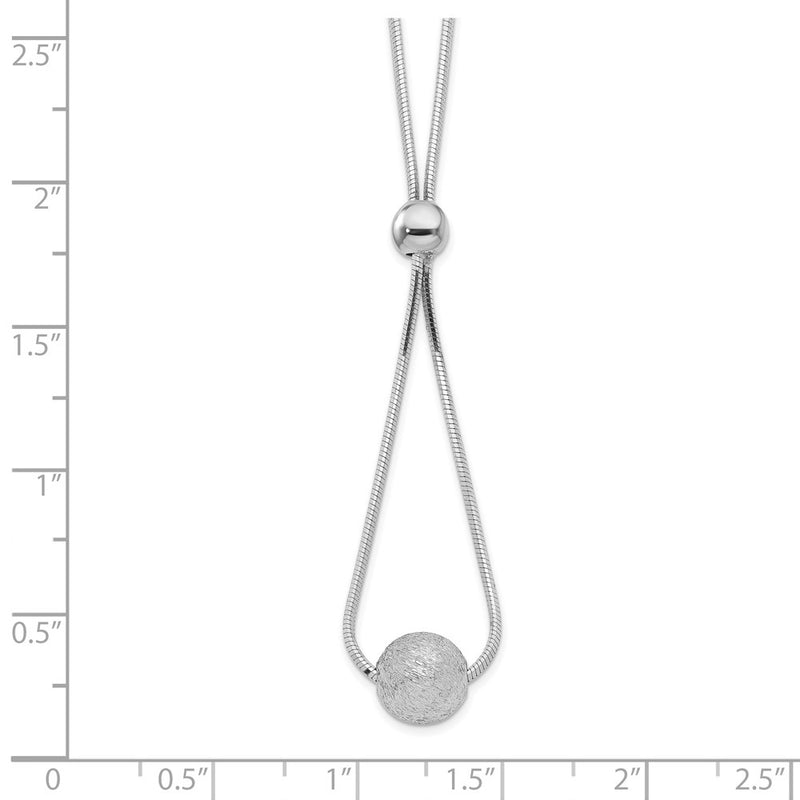 Sterling Silver Rhodium-Plated Diamond-Cut Beaded Drop 18In Necklace