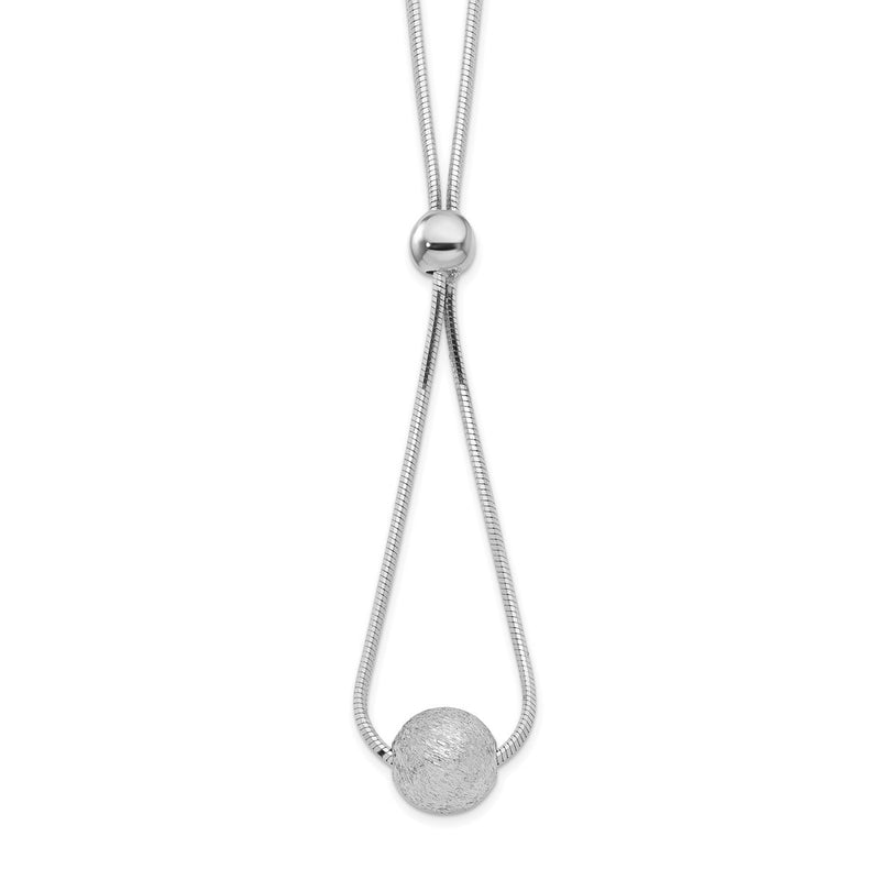 Sterling Silver Rhodium-Plated Diamond-Cut Beaded Drop 18In Necklace