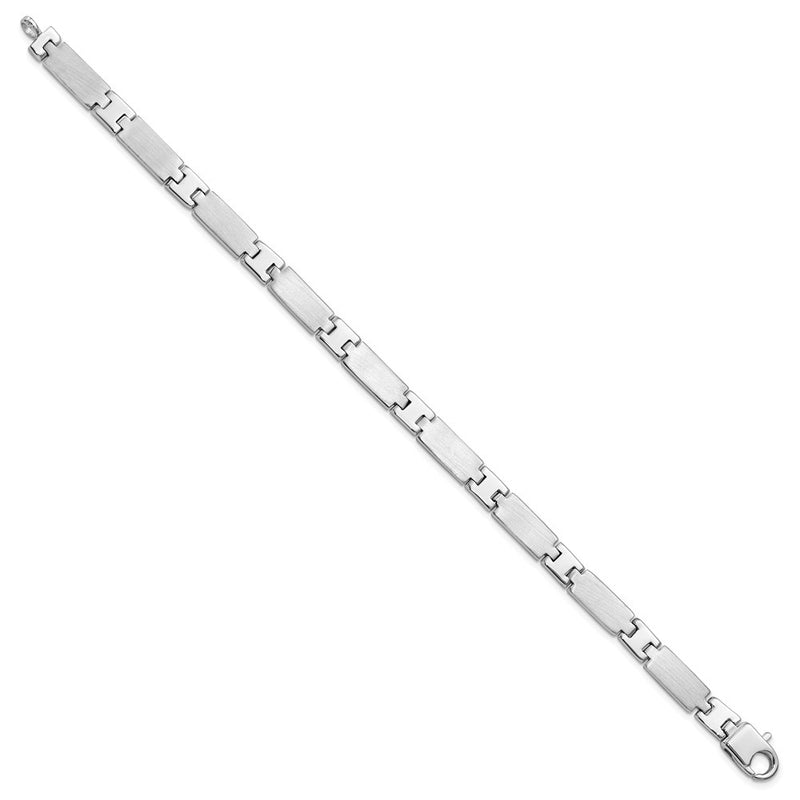 Sterling Silver Rhodium-Plated Polished/brushed Men's 8.5in Bracelet