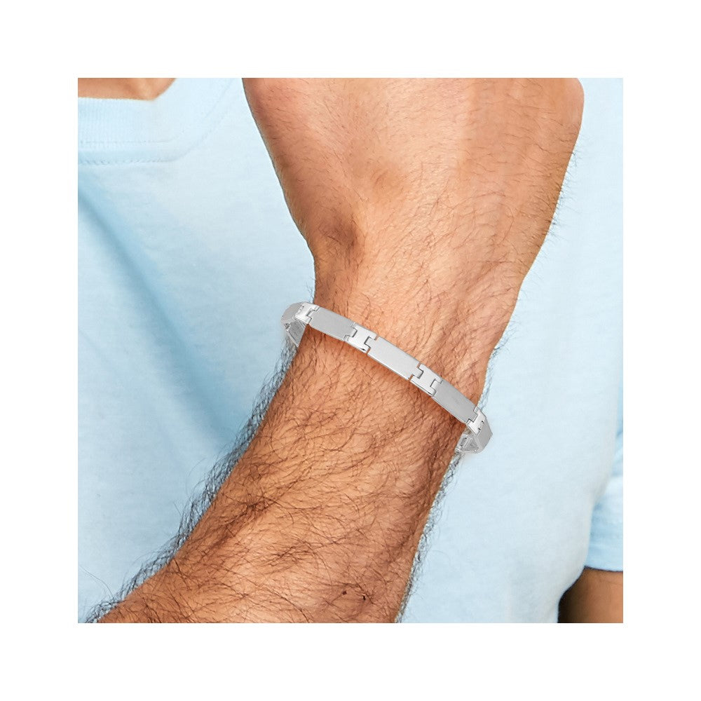 Sterling Silver Rhodium-Plated Polished/brushed Men's 8.5in Bracelet