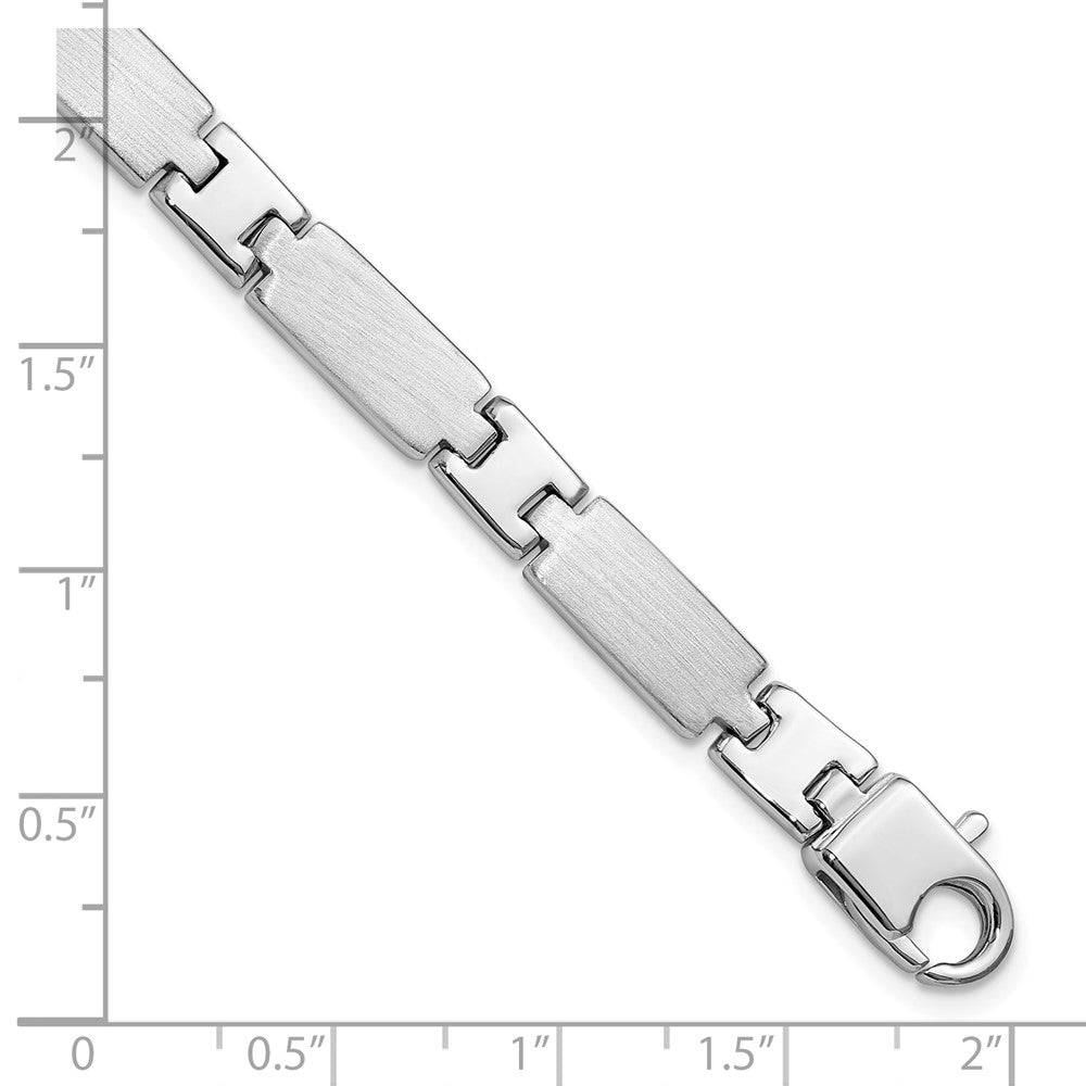 Sterling Silver Rhodium-Plated Polished/brushed Men's 8.5in Bracelet
