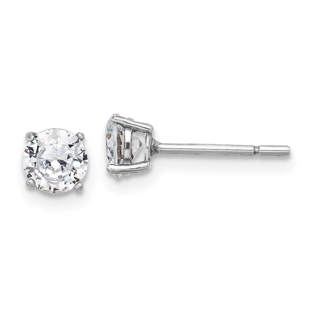 Sterling Silver Rhodium-Plated CZ Adjustable Bracelet and Post Earring Set