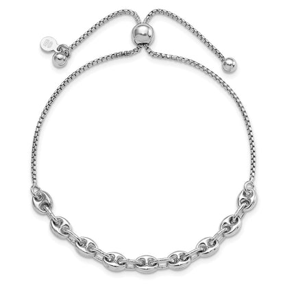 Sterling Silver Rhodium-Plated Fancy Adjustable Bracelet