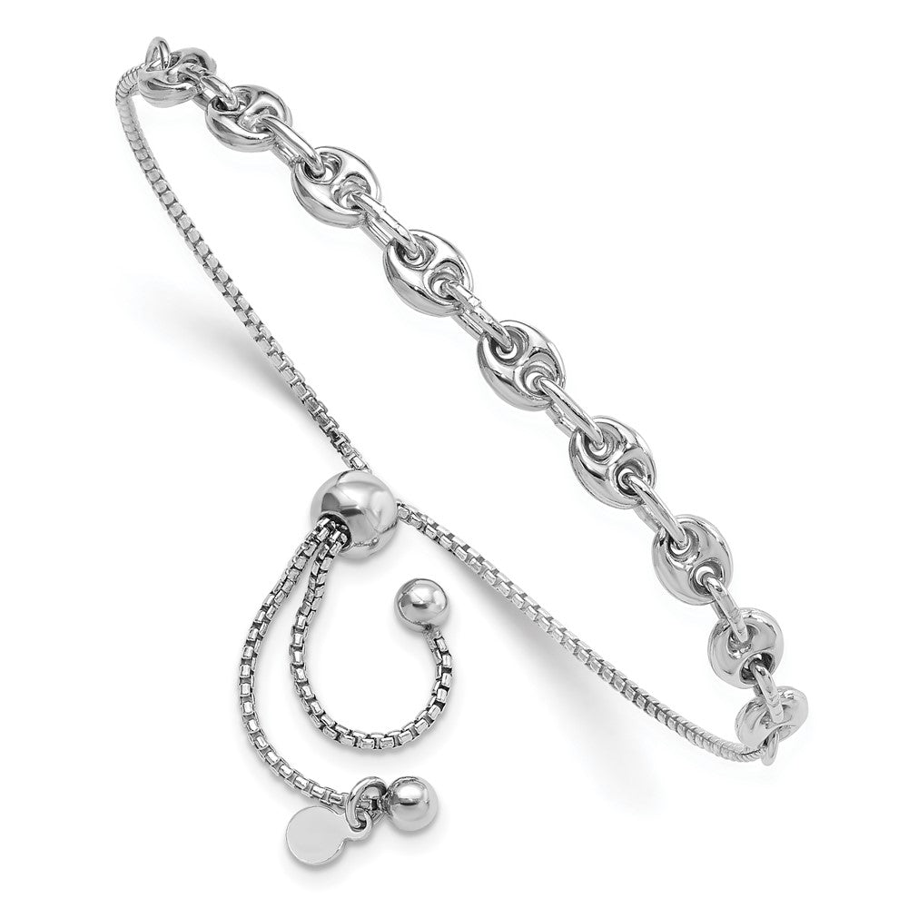 Sterling Silver Rhodium-Plated Fancy Adjustable Bracelet