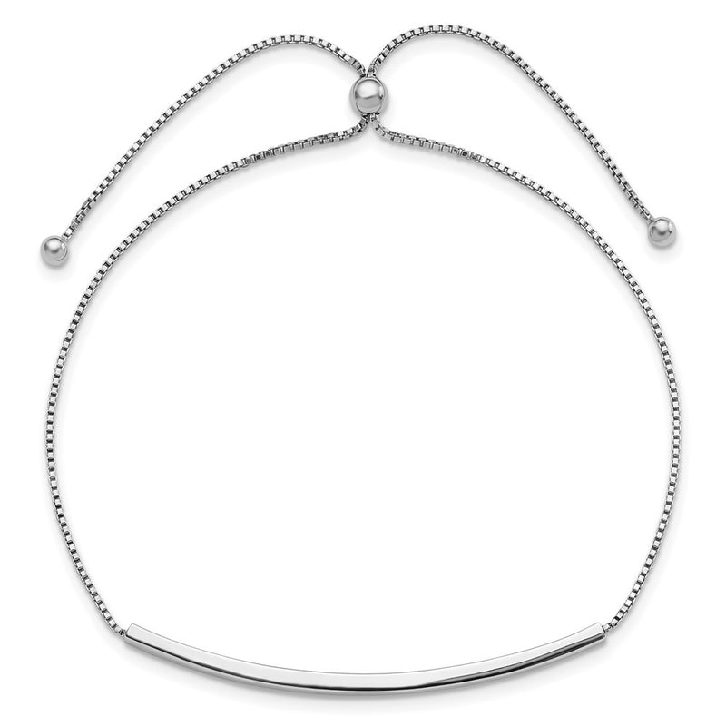 Sterling Silver Rhodium-Plated Adjustable Bar Bracelet