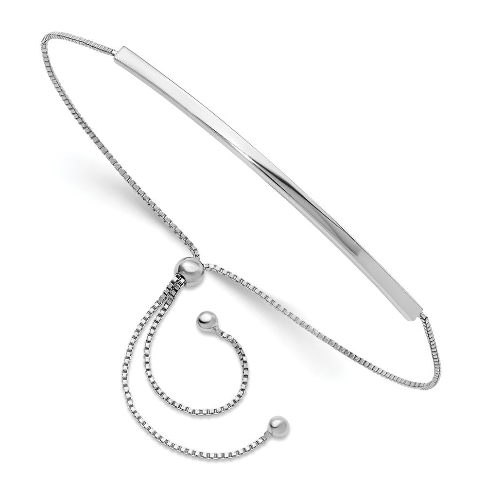 Sterling Silver Rhodium-Plated Adjustable Bar Bracelet