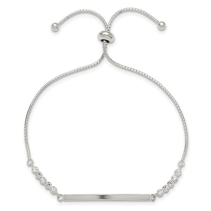 Sterling Silver with CZ Adjustable Id Bracelet