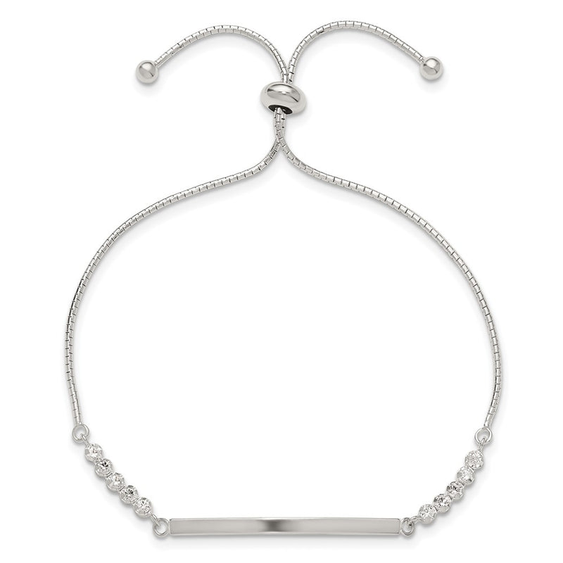 Sterling Silver with CZ Adjustable Id Bracelet