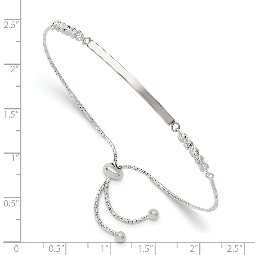Sterling Silver with CZ Adjustable Id Bracelet