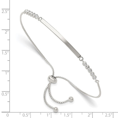 Sterling Silver with CZ Adjustable Id Bracelet