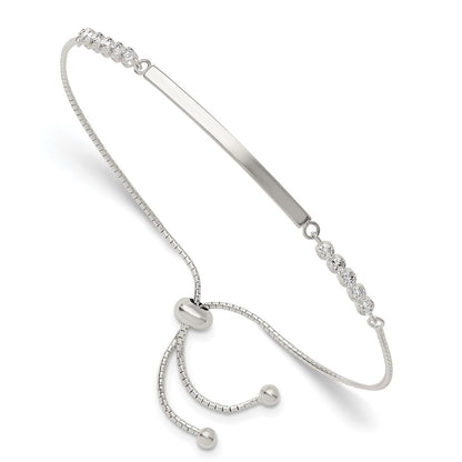 Sterling Silver with CZ Adjustable Id Bracelet