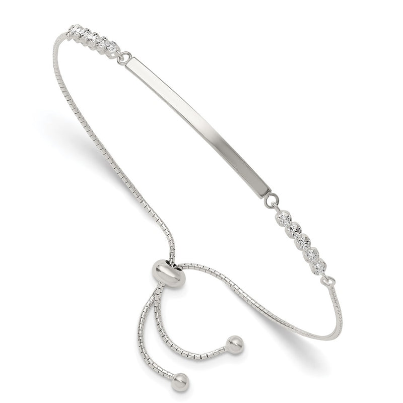 Sterling Silver with CZ Adjustable Id Bracelet