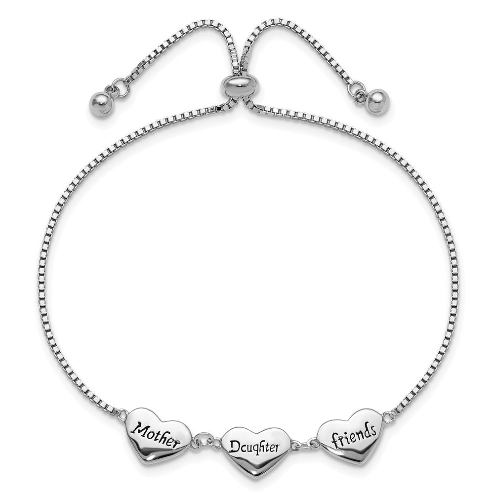 Sterling Silver Rhodium Plated Enamel Mother/daughter/friends Bracelet