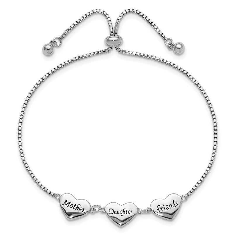 Sterling Silver Rhodium Plated Enamel Mother/daughter/friends Bracelet