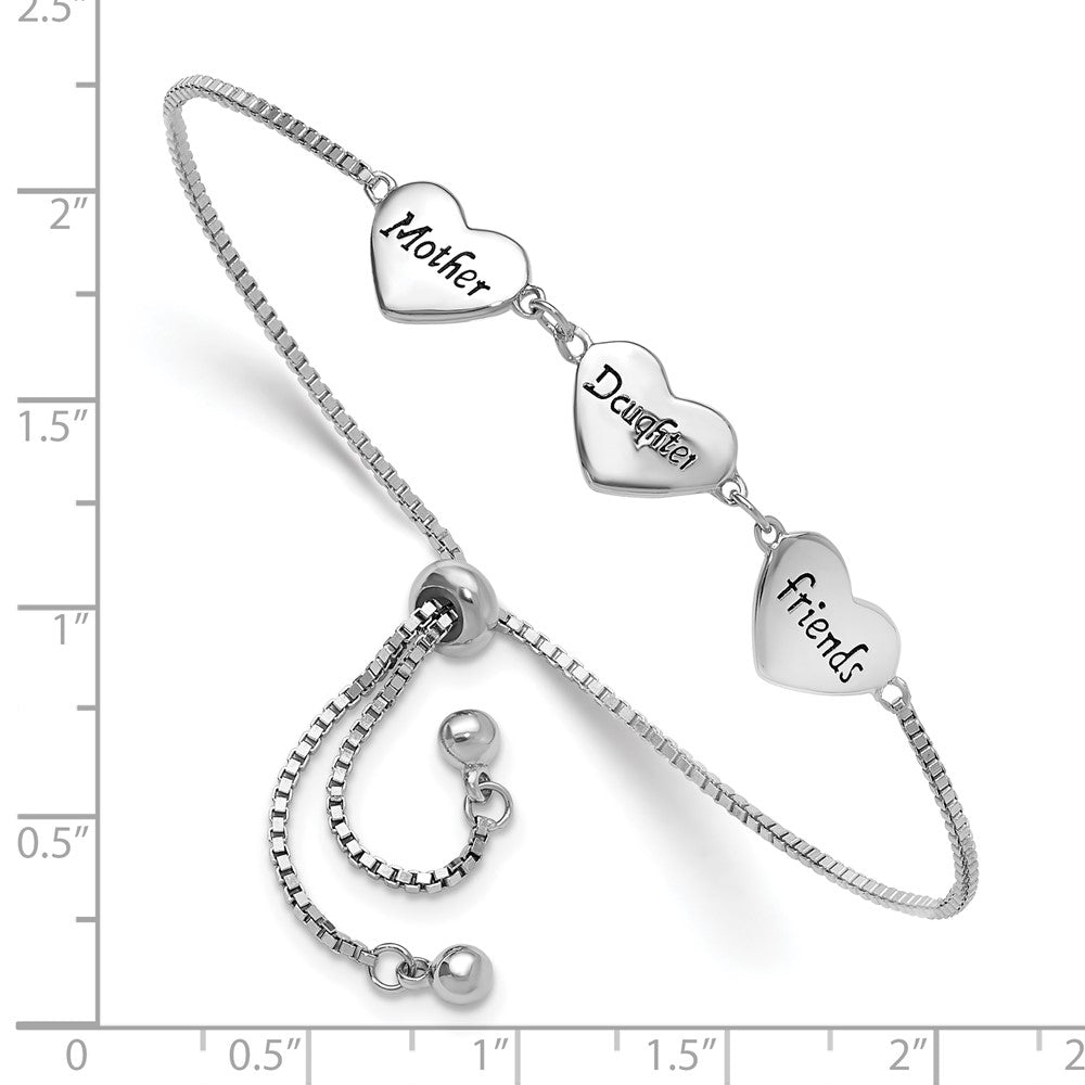Sterling Silver Rhodium Plated Enamel Mother/daughter/friends Bracelet