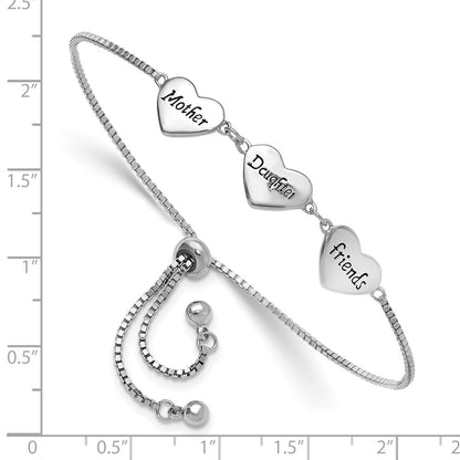 Sterling Silver Rhodium Plated Enamel Mother/daughter/friends Bracelet
