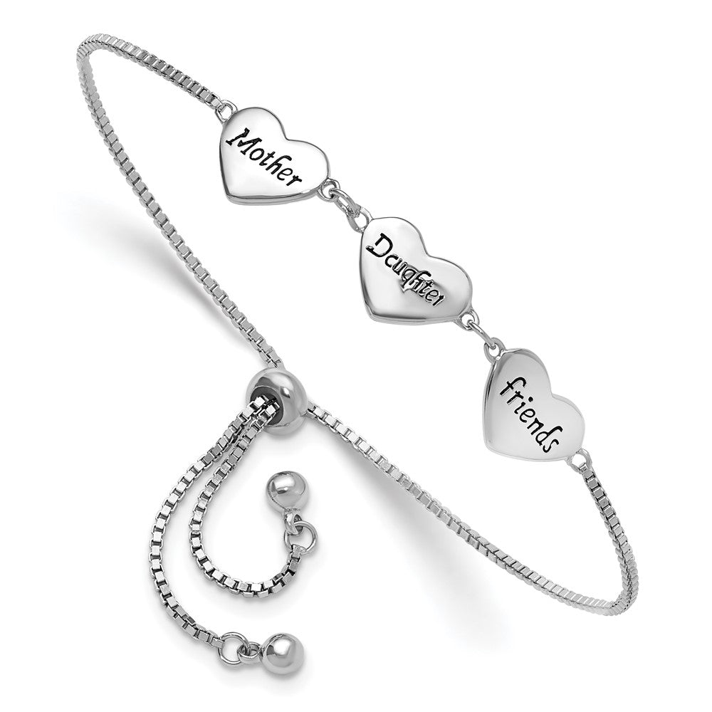 Sterling Silver Rhodium Plated Enamel Mother/daughter/friends Bracelet