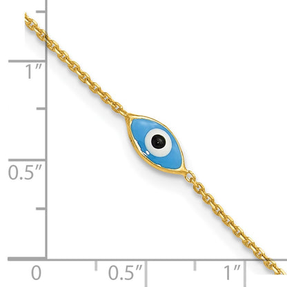Sterling Silver Gold-Plated Enamel Evil Eye 9in Plus 1in Ext. Anklet