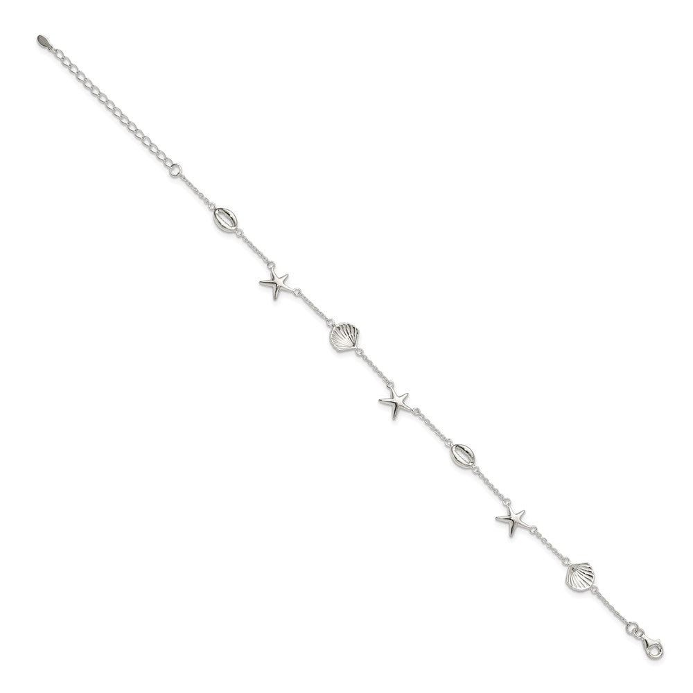 Sterling Silver Polished Sea Life 8.5in Plus 2in Ext. Bracelet