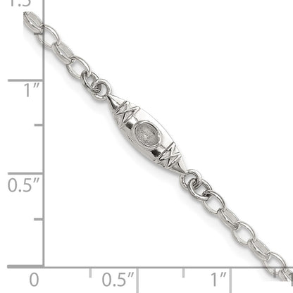 Sterling Silver Antiqued Polished Canoe / Kayak Link Bracelet