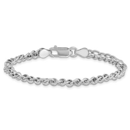 Sterling Silver Rhodium-Plated Fancy Link 7.5in Bracelet
