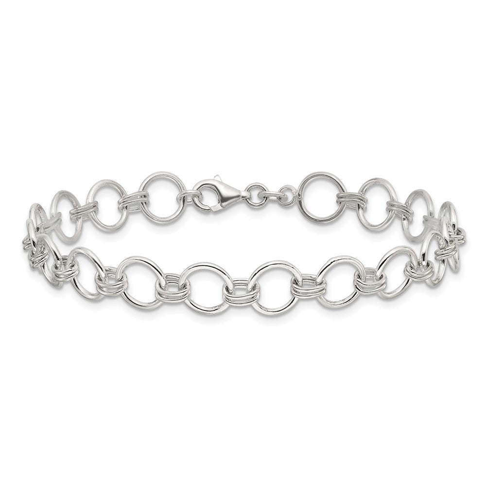 Sterling Silver Polished Circle Link 7.25in Bracelet