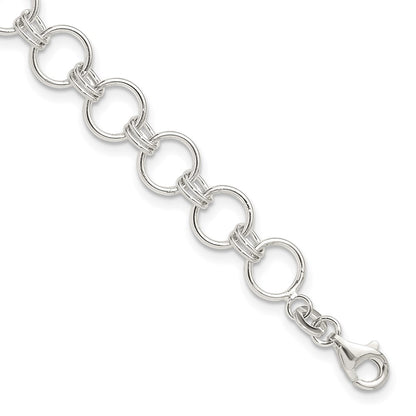 Sterling Silver Polished Circle Link 7.25in Bracelet