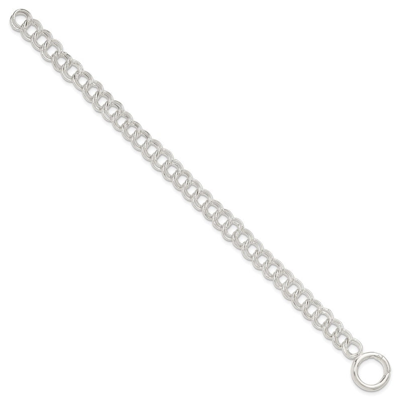 Sterling Silver Polished Double Link 7in Charm Bracelet