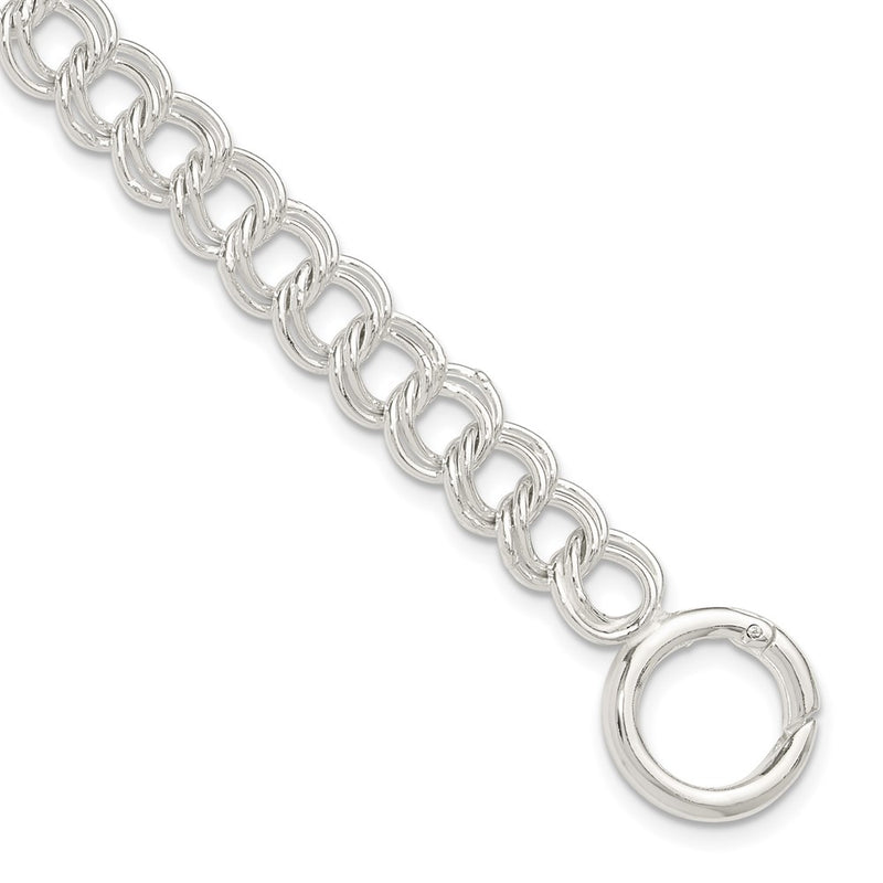 Sterling Silver Polished Double Link 7in Charm Bracelet