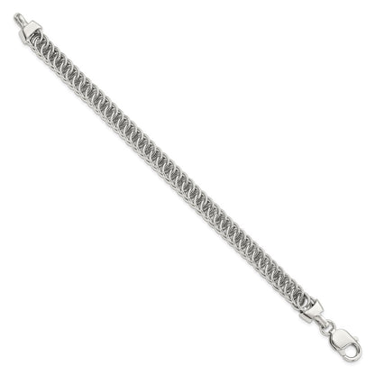 Sterling Silver Rhodium-Plated Fancy Link 7.5in Bracelet