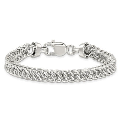 Sterling Silver Rhodium-Plated Fancy Link 7.5in Bracelet