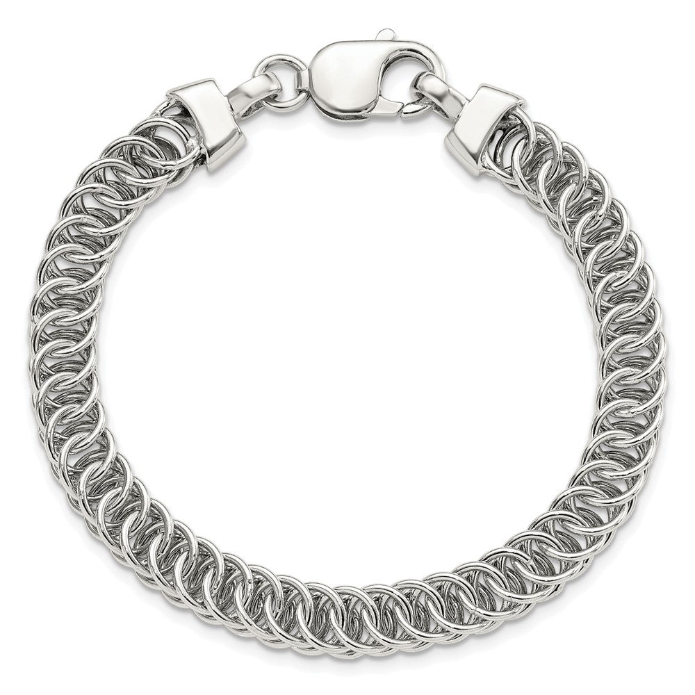 Sterling Silver Rhodium-Plated Fancy Link 7.5in Bracelet