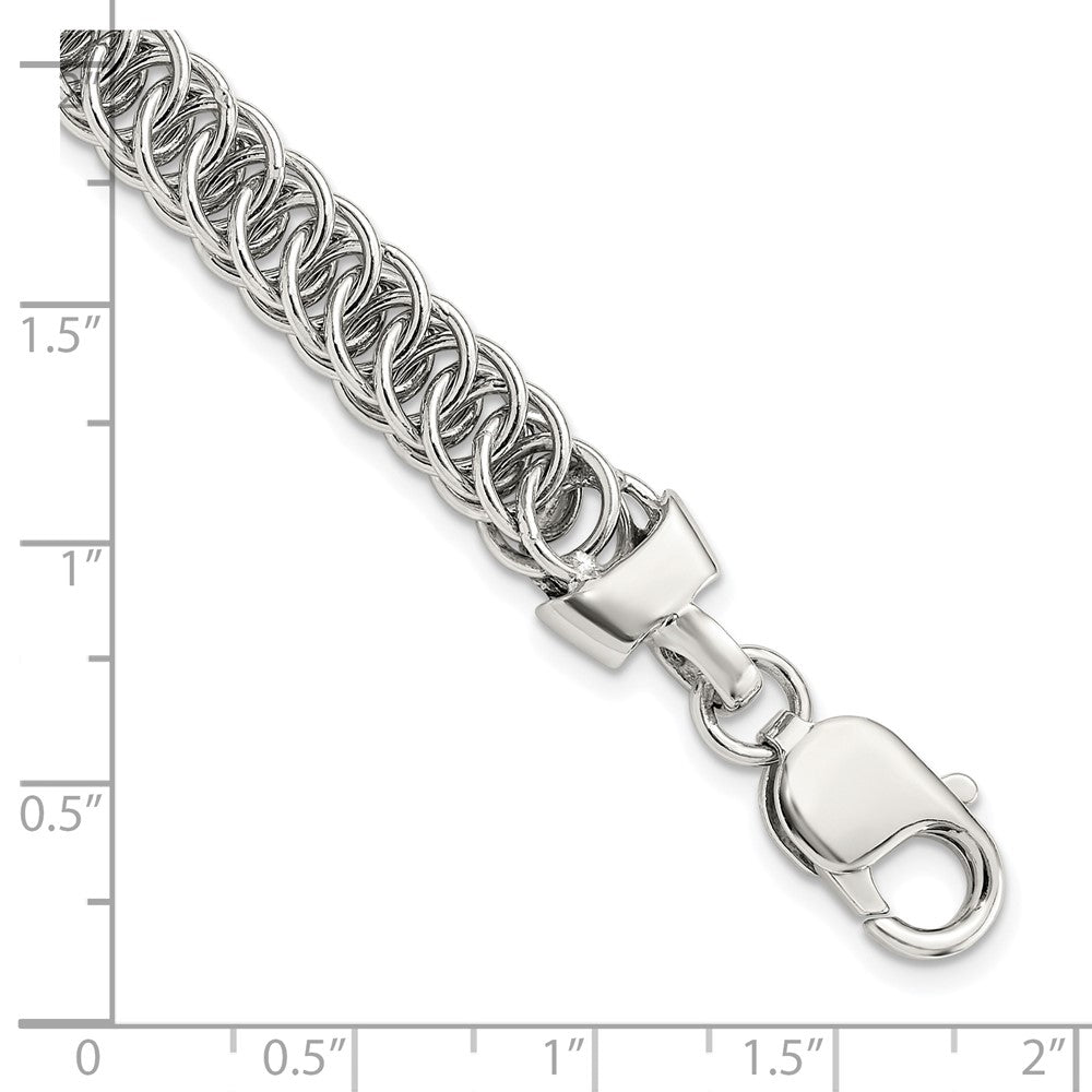 Sterling Silver Rhodium-Plated Fancy Link 7.5in Bracelet