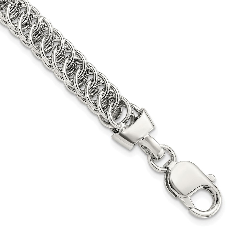 Sterling Silver Rhodium-Plated Fancy Link 7.5in Bracelet