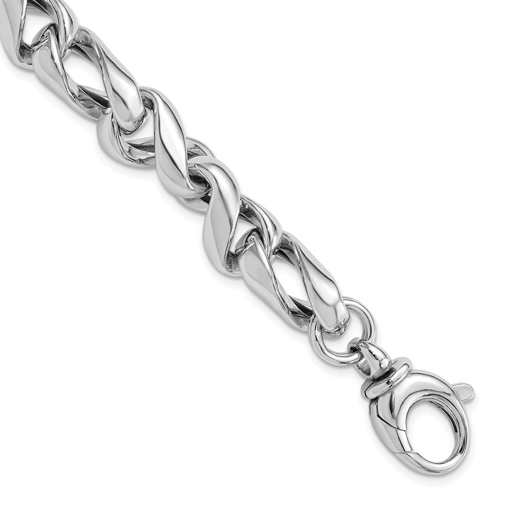 Sterling Silver Rhodium-Plated Hollow Link 7.5in w/.5in Ext Bracelet