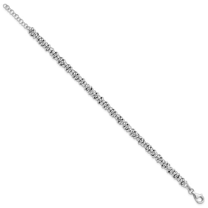 Sterling Silver Rhodium-Plated 7in w/1in Ext Bracelet