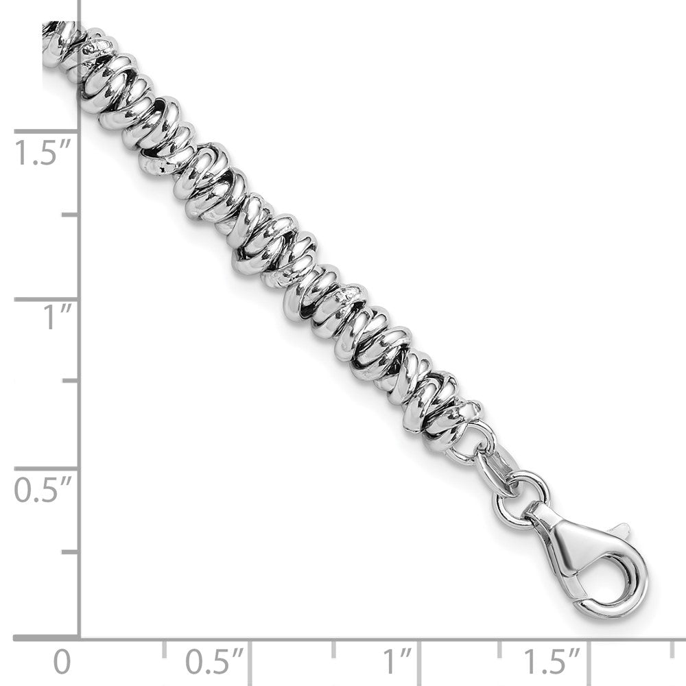 Sterling Silver Rhodium-Plated 7in w/1in Ext Bracelet