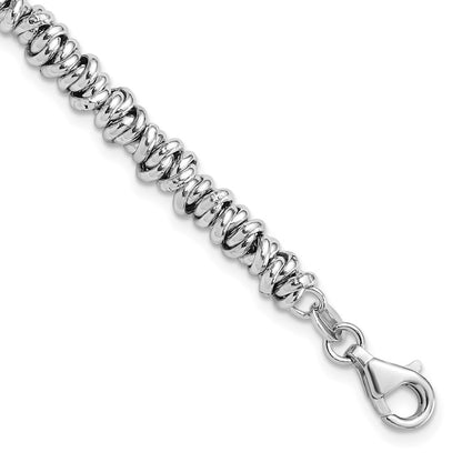 Sterling Silver Rhodium-Plated 7in w/1in Ext Bracelet