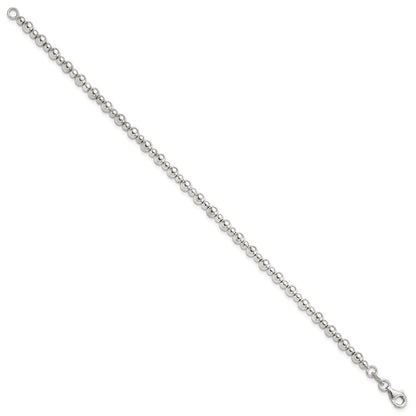 Sterling Silver Rhodium-Plated Beaded 7.5in Bracelet