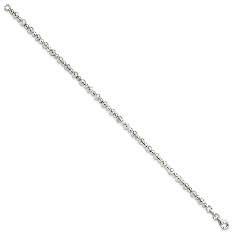 Sterling Silver Rhodium-Plated Beaded 7.5in Bracelet