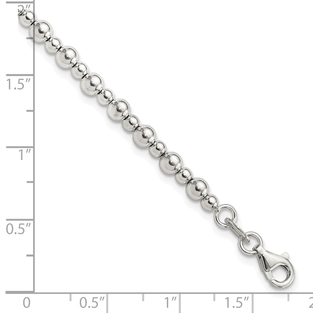 Sterling Silver Rhodium-Plated Beaded 7.5in Bracelet