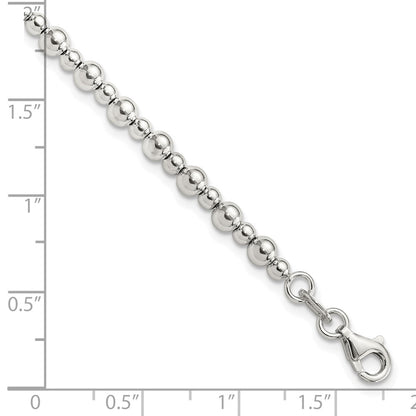 Sterling Silver Rhodium-Plated Beaded 7.5in Bracelet