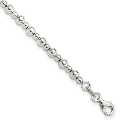 Sterling Silver Rhodium-Plated Beaded 7.5in Bracelet